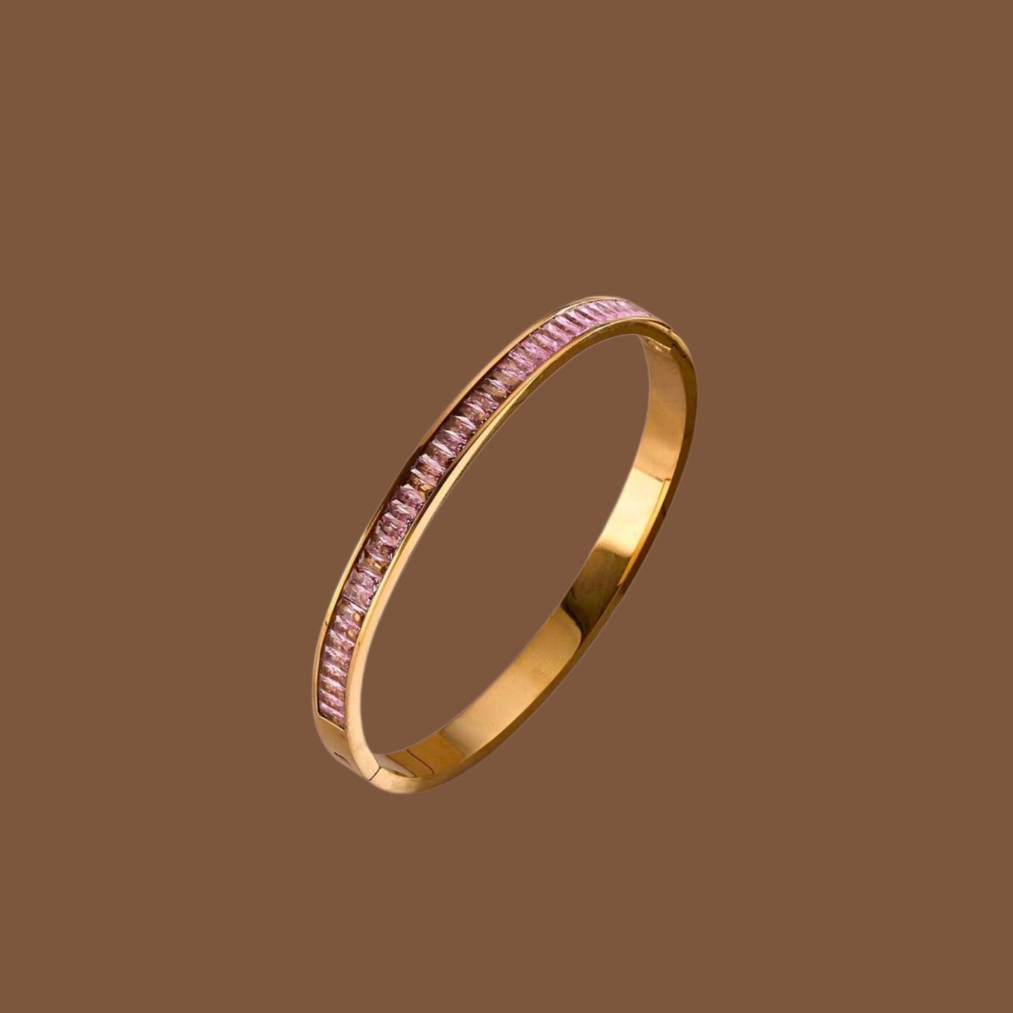 Celeste Spark Bangle – Gold with White or Pink Stones