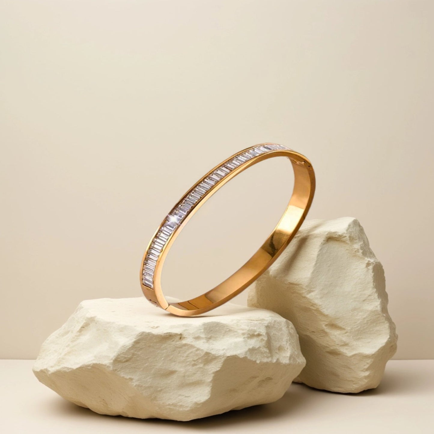 Celeste Spark Bangle – Gold with White or Pink Stones