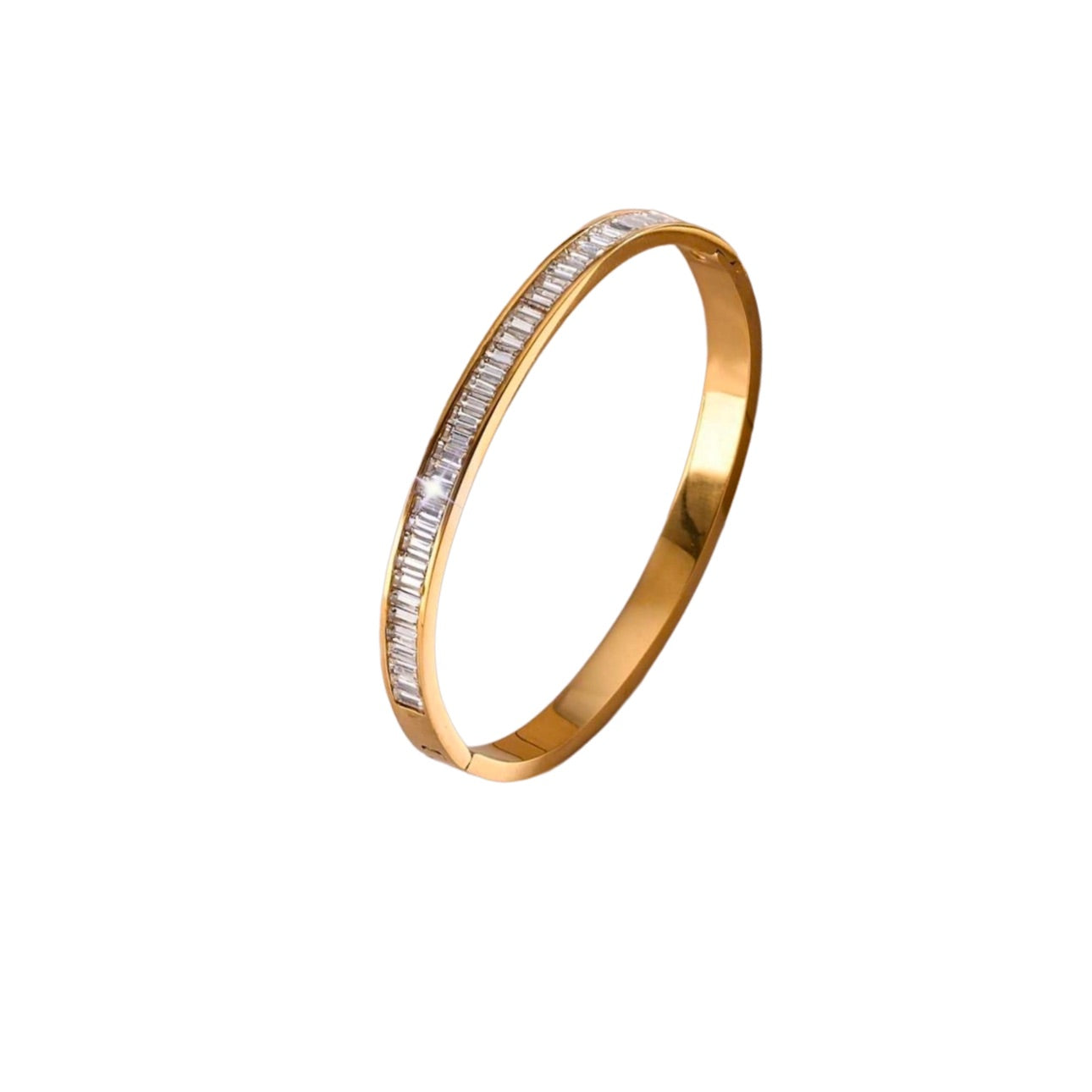 Celeste Spark Bangle – Gold with White or Pink Stones