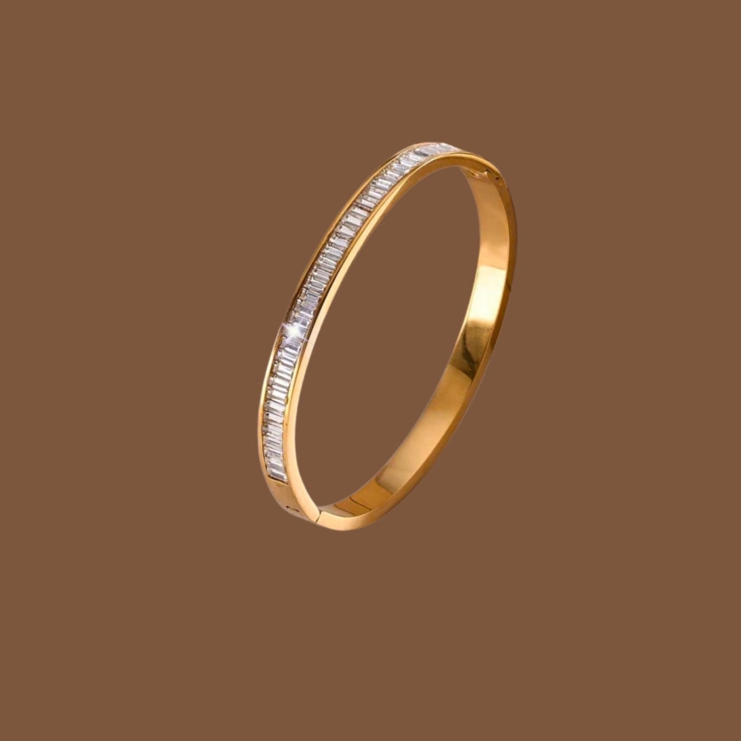 Celeste Spark Bangle – Gold with White or Pink Stones