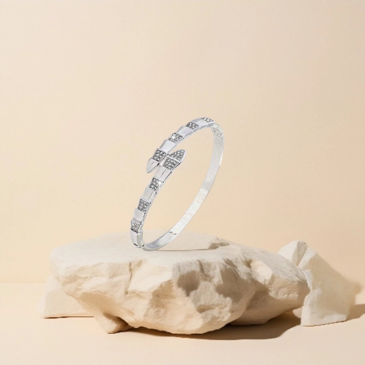 Blush Aura Bangle – Everyday Elegance in  Silver & Rose Gold